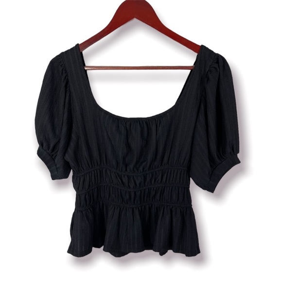 NWT Anthropologie Maeve Black Maeve Puff-Sleeved Top SMALL - Picture 9 of 11